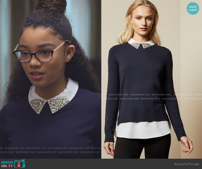 Liaylo Sweater by Ted Baker worn by Mary-Anne Spier (Malia Baker) on The Baby-Sitters Club