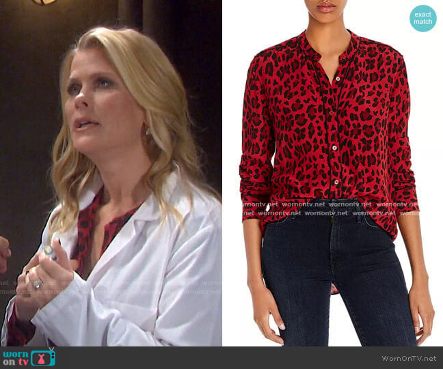 Lillian Piped Leopard Print Shirt by Rails worn by Sami Brady (Alison Sweeney) on Days of our Lives