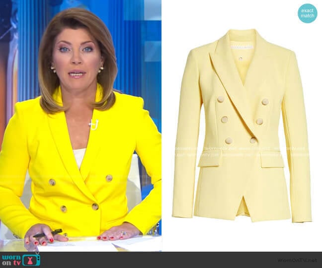 WornOnTV: Norah’s yellow double breasted blazer on CBS Evening News ...