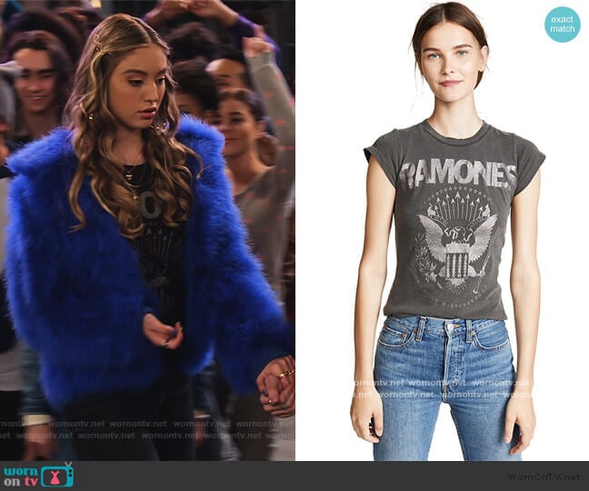 Ramones Baby Tee by Madeworn Rock worn by Brooke Bishop (Bella Podaras) on The Expanding Universe of Ashley Garcia