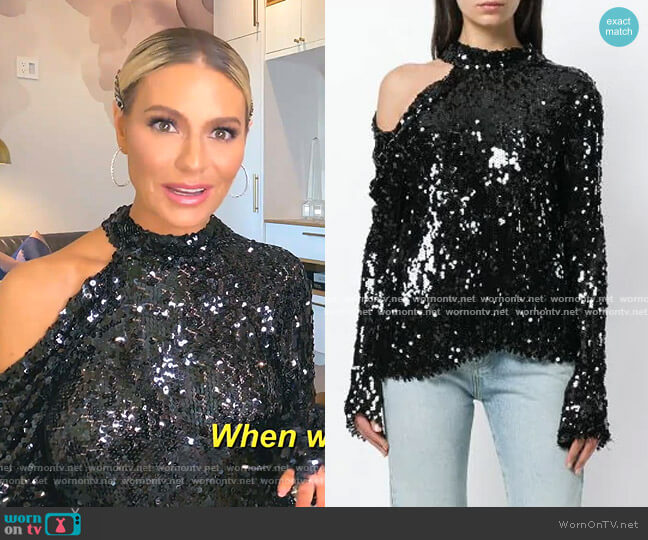 Oxford Sequined Cold-Shoulder Top by Magda Butrym worn by Dorit Kemsley  on The Real Housewives of Beverly Hills