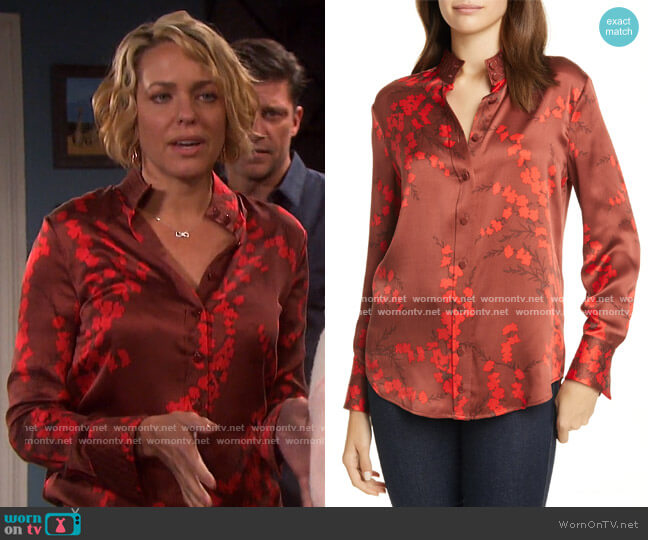 Maisa Silk Shirt by Equipment worn by Nicole Walker (Arianne Zucker) on Days of our Lives