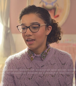 Mary-Anne’s lilac pointelle sweater on The Baby-Sitters Club