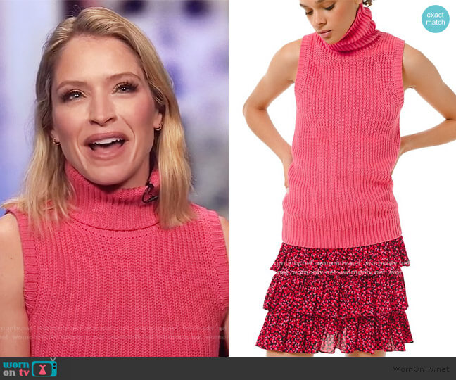 Shaker Sleeveless Turtleneck by Michael Kors worn by Sara Haines on The View