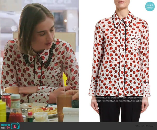 Printed Long-Sleeve Blouse with Embellished Collar by No. 21 worn by Hannah Lynch on The Real Housewives of New York