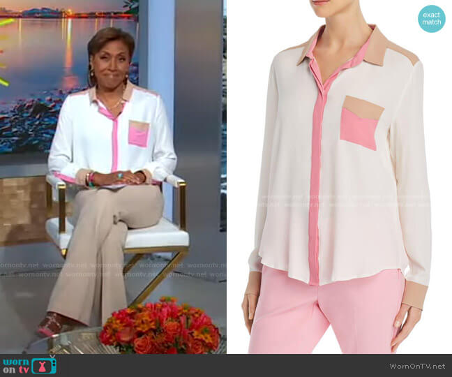 Odessa Color-Blocked Button-Down Shirt by Marella worn by Robin Roberts  on Good Morning America