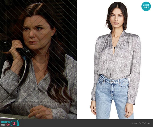 Paige Seville Bodysuit in Silver worn by Katie Logan (Heather Tom) on The Bold and the Beautiful