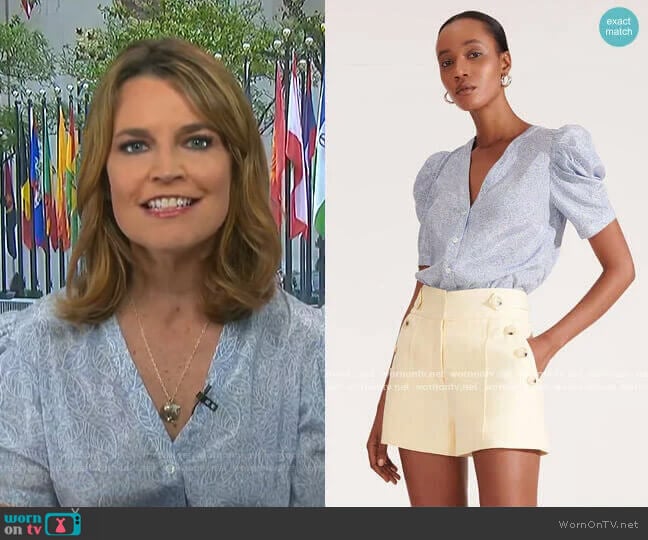 Puff Sleeve Top by Veronica Beard worn by Savannah Guthrie on Today