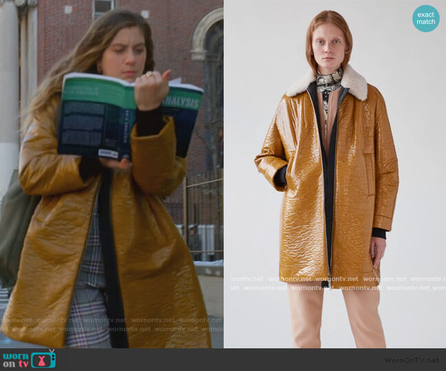 Jaunt Coat In Turmeric Solaris by Rachel Comey worn by McAfee (Laura Dreyfuss) on The Politician