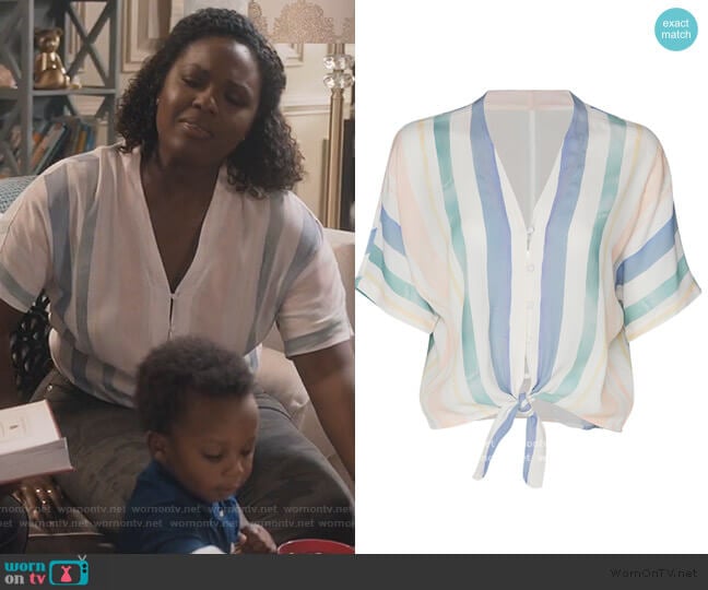 Thea Button Down Top by Rails worn by Deborah Joy Winans on Greenleaf