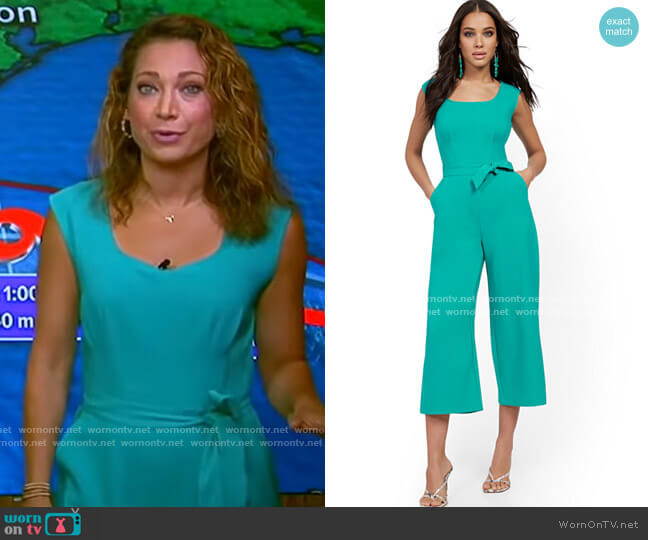 WornOnTV: Ginger’s green belted jumpsuit on Good Morning America ...
