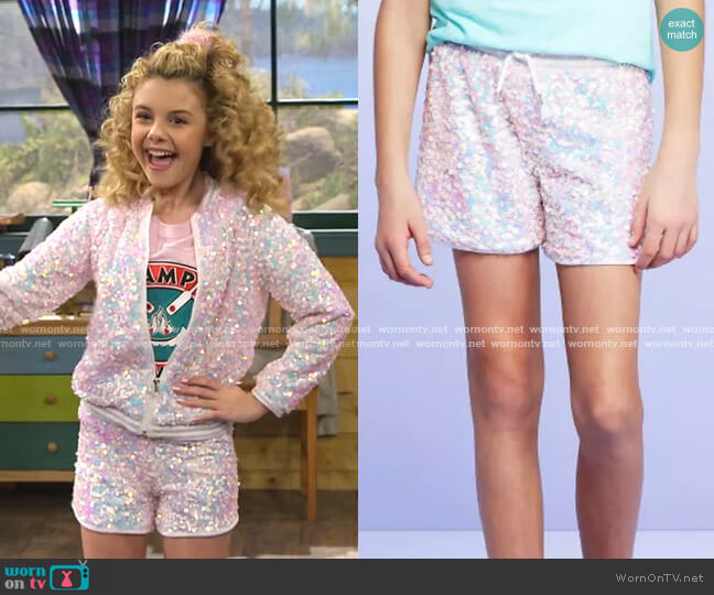 Sequin Shorts by More Than Magic at Target worn by Destiny Baker (Mallory James Mahoney) on Bunkd