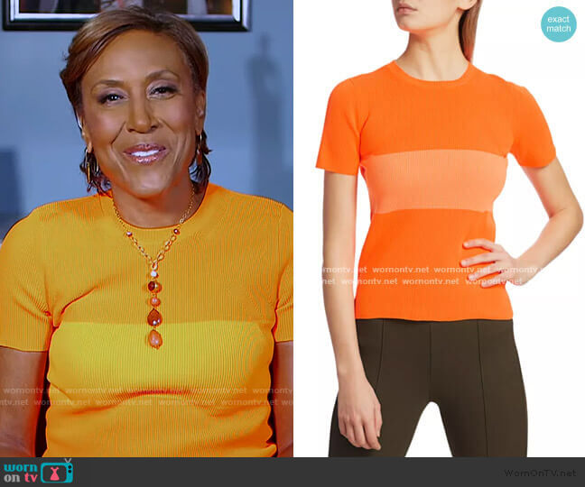 Striped T-Shirt by Helmut Lang worn by Robin Roberts on Good Morning America