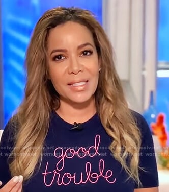 Sunny's blue good trouble sweater on The View