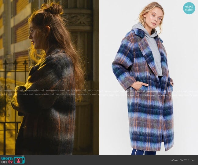  Oversized Plaid Wool Overcoat by Urban Outfitters worn by McAfee (Laura Dreyfuss) on The Politician