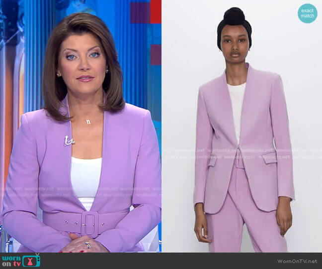 V-Neck Blazer by Zara worn by Norah O'Donnell on CBS Evening News