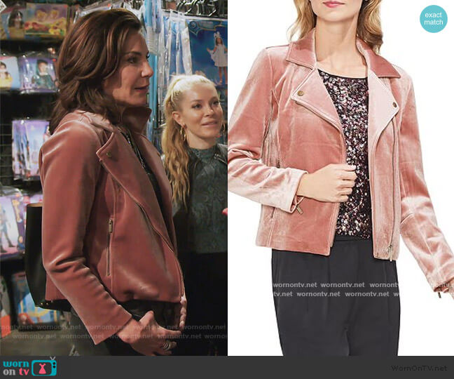 Velvet Moto Jacket by Vince Camuto worn by Luann de Lesseps on The Real Housewives of New York City