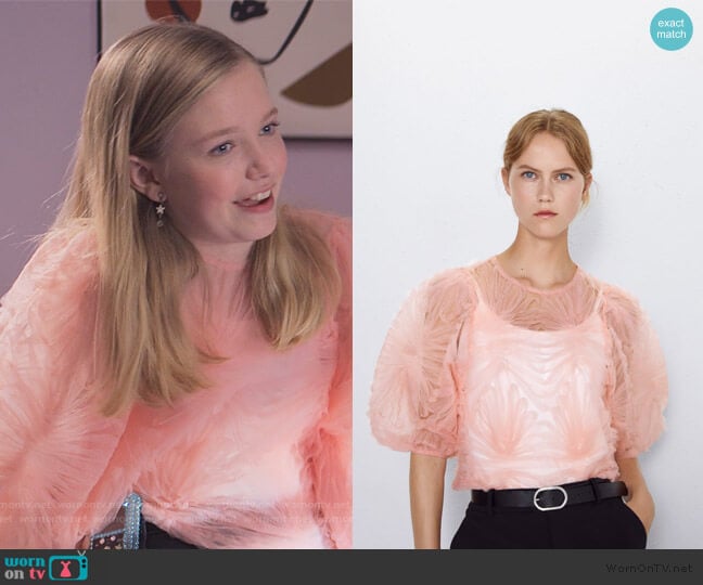 Tulle Ruffle Top by Zara worn by Stacey McGill (Shay Rudolph) on The Baby-Sitters Club