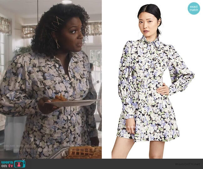 Ninety-Six Shirt Short Dress by Zimmermann worn by Deborah Joy Winans on Greenleaf