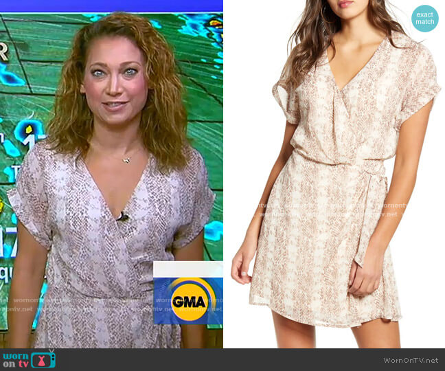 Simone Floral Wrap Front Minidress by All in Favor worn by Ginger Zee on Good Morning America