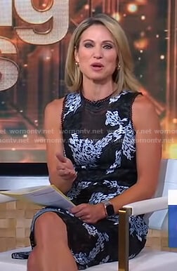 Amy's black and blue lace sleeveless dress on Good Morning America