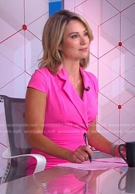 Amy’s pink short sleeve surplice dress on Good Morning America