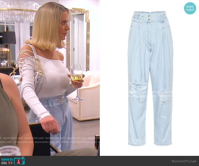 High-rise Wide-leg Jeans by Balmain worn by Dorit Kemsley on The Real Housewives of Beverly Hills