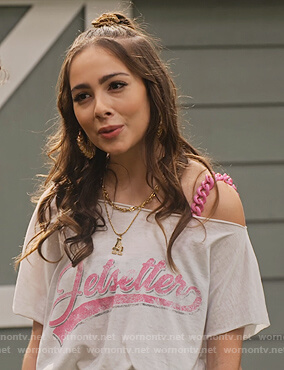 Bella's white Jetsetter tee on The Expanding Universe of Ashley Garcia
