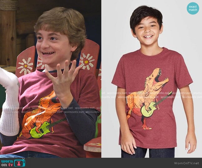 Dinosaur Short-Sleeve Graphic T-Shirt by Cat & Jack worn by Finn Sawyer (Will Buie Jr) on Bunkd