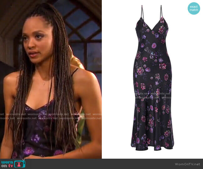 The Colleen Floral-Print Midi Slip Dress by Cami NYC worn by Lani Price (Sal Stowers) on Days of our Lives