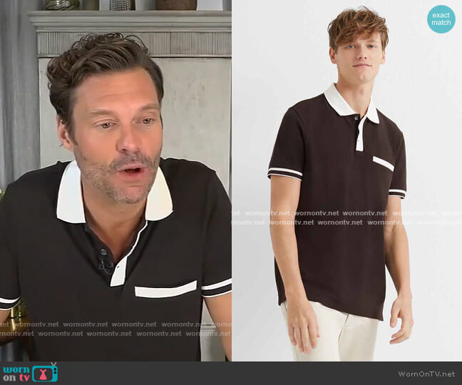 Welt Pocket Polo by Club Monaco worn by Ryan Seacrest on Live with Kelly and Ryan