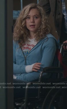 Courtney’s graphic tee and blue hoodie on Stargirl