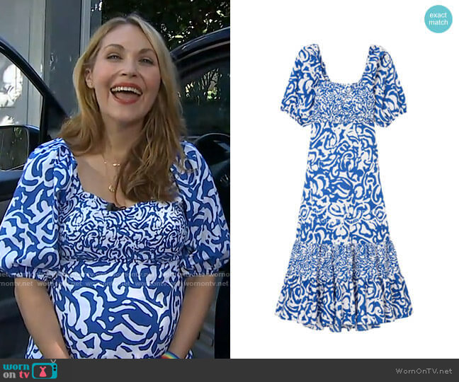 Cynthia Printed Poplin Dress by Tanya Taylor worn by Lori Bergamotto on GMA