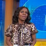 Deborah’s leopard tie neck short sleeve top on Good Morning America