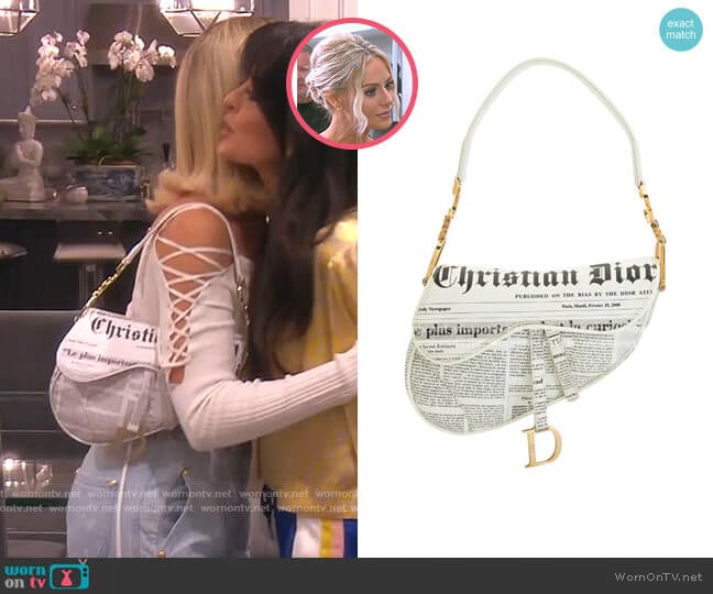 Newspaper Saddle Handbag by Christian Dior worn by Dorit Kemsley on The Real Housewives of Beverly Hills