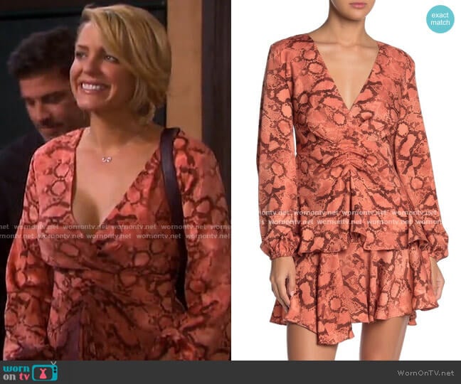 Snake Skin Print Faux Wrap Dress by Do + Be worn by Nicole Walker (Arianne Zucker) on Days of our Lives