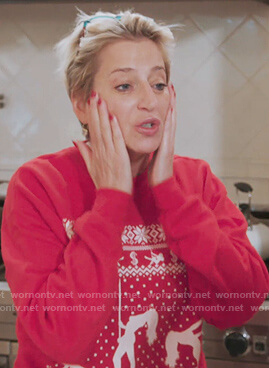 Dorinda’s red christmas sweater on The Real Housewives of New York City