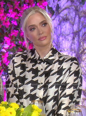 Erika’s houndstooth print blouse on The Real Housewives of Beverly Hills