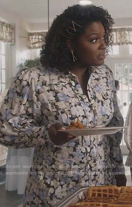 Charity’s floral shirtdress on Greenleaf
