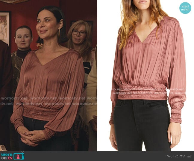 Wornontv Cassies Pink V Neck Pleated Top On Good Witch Catherine Bell Clothes And Wardrobe