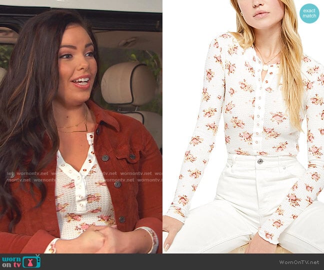 One of the Girls Floral Thermal Henley by Free People worn by Lou Hockhauser (Miranda May) on Bunkd