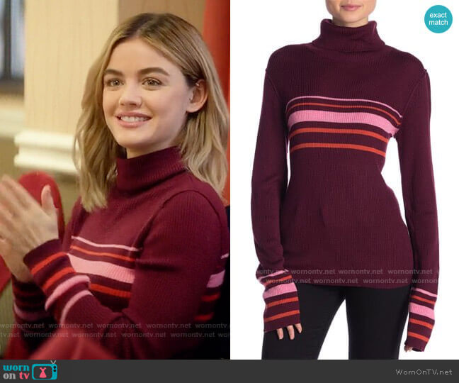 Free People Aspen Striped Ribbed Turtleneck worn by Lucy Neal (Lucy Hale) on A Nice Girl Like You (2020)