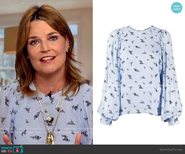 Printed Georgette Blouse by Ganni worn by Savannah Guthrie on Today