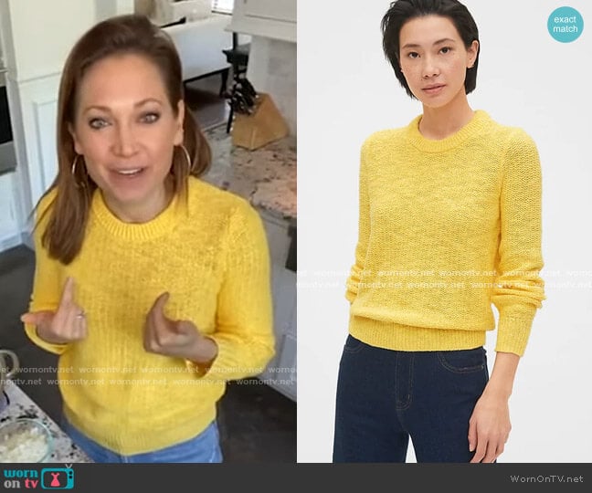 Slub Crewneck Sweater by Gap worn by Ginger Zee on Good Morning America