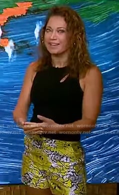 Ginger’s black cutout top and floral shorts on Good Morning America