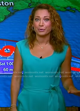 Ginger’s green belted jumpsuit on Good Morning America