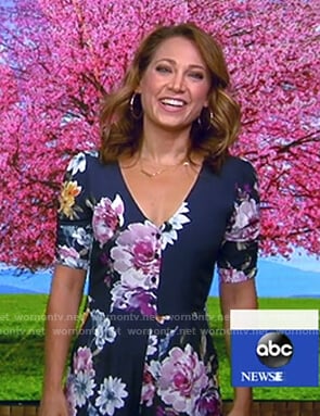 Ginger’s navy floral jumpsuit on Good Morning America