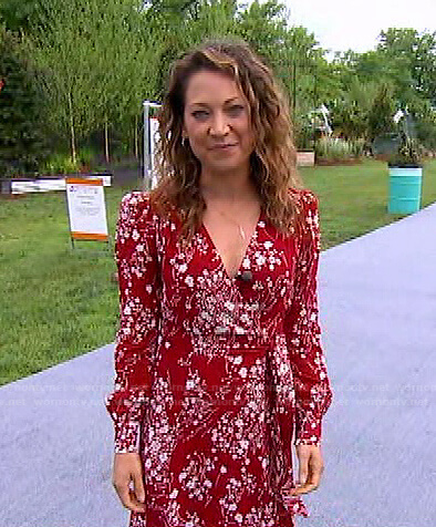 Ginger’s red floral wrap dress on Good Morning America