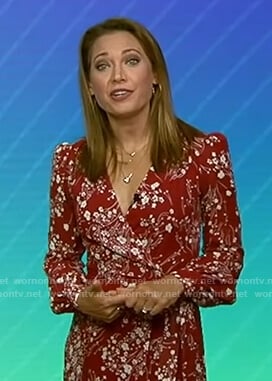 Ginger’s red floral wrap dress on Good Morning America