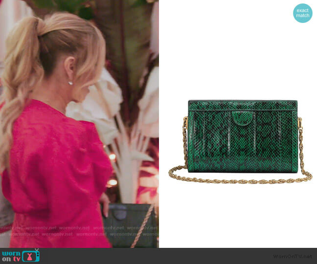 Ophidia small snakeskin shoulder bag by Gucci worn by Ramona Singer on The Real Housewives of New York City